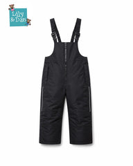 LILY & DAN BLACK WATER REPELLENT SNOW OVERALLS - SKI BIBS
