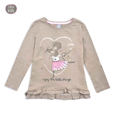 LITTLE KIDS DARK BROWN ENJOY LITTLE THINGS TOP