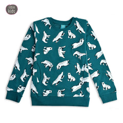 LITTLE KIDS GREEN BEAR PRINTED JUMPER