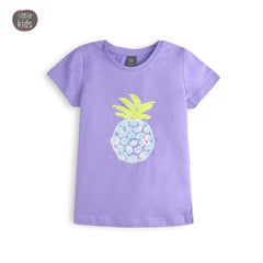 LITTLE KIDS PURPLE SEQUINED PINEAPPLE T-SHIRT