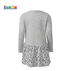 LUPILU LIGHT GREY FROCK WITH POLKA DOTS