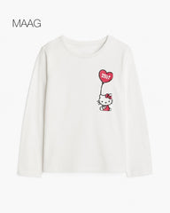 MAAG WHITE LONG SLEEVE HELLO KITTY T-SHIRT