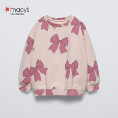 MACYS BEIGE PINK BOW SWEATSHIRT 2 PCS SET