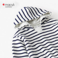 MACYS GREY STRIPED HOODED SWEATSHIRT