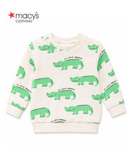 MACYS CREAM CROCODILE PRINT SWEATSHIRT