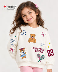 MACYS CREAM HAPPY BEAR FRIENDS PRINTED SWEATSHIRT