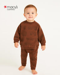 MACYS DARK BROWN PRINTED SWEATSHIRT 2 PCS SET