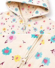 MACYS GIRLS FLORAL FLEECE ZIPPER HOOD
