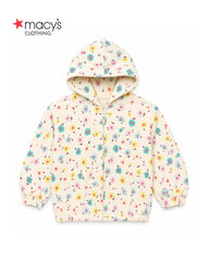 MACYS GIRLS FLORAL FLEECE ZIPPER HOOD