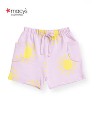 MACYS LIGHT PURPLE PRINTED JERSEY SHORTS