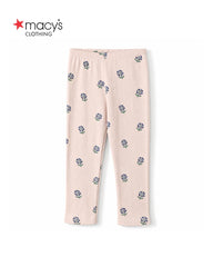 MACYS OFF WHITE FLORAL PRINT RIBBED LEGGING