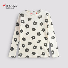 MACYS OFF WHITE FLORAL RIBBED 2 PCS SET