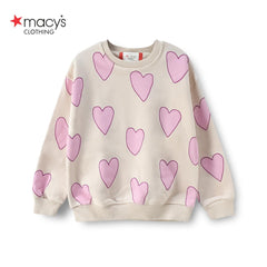 MACYS OFF WHITE HEARTS PRINTED SWEATSHIRT