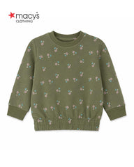 MACYS OLIVE GREEN FLORAL SWEATSHIRT WITH TROUSER SET