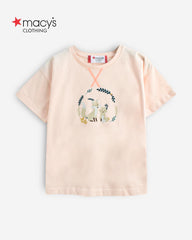 MACYS SOFT ORANGE FOX PRINTED T-SHIRT