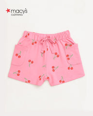 MACYS PINK CHERRY PRINTED JERSEY SHORTS