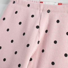 MACYS PINK DOTTED RIBBED LEGGING