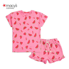 MACYS PINK FRUITY T-SHIRT WITH SHORT SET