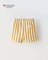 MACYS YELLOW STRIPED JERSEY SHORTS