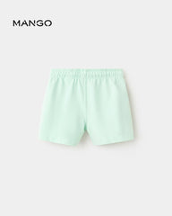 MANGO AQUA GREEN COTTON SHORTS WITH DRAWSTRING