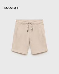 MANGO BEIGE COTTON SHORTS WITH DRAWSTRINGS 87055143