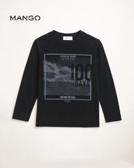 MANGO BLACK 100 DAYS PRINTED T-SHIRT