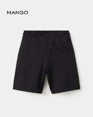 MANGO BLACK BASIC COTTON BERMUDA SHORTS