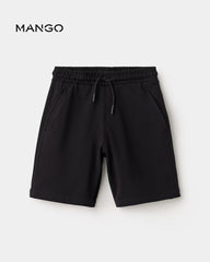 MANGO BLACK BASIC COTTON BERMUDA SHORTS