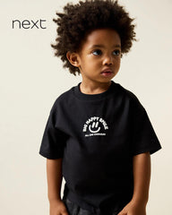 NEXT BLACK BIG SMILE SHORT SLEEVE T-SHIRT
