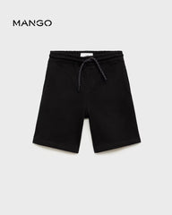 MANGO BLACK COTTON SHORTS WITH DRAWSTRINGS 87085142