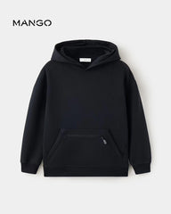 MANGO BLACK HOODIE COTTON SWEATSHIRT