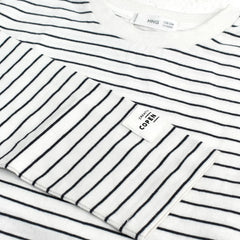 MANGO BLACK STRIPED COTTON T-SHIRT