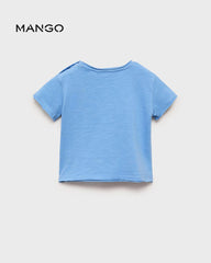 MANGO BLUE COTTON PLAIN T-SHIRT 87025977