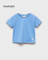 MANGO BLUE COTTON PLAIN T-SHIRT 87025977