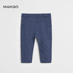 MANGO BLUE DOTTED COTTON TROUSER