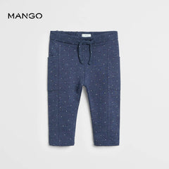 MANGO BLUE DOTTED COTTON TROUSER