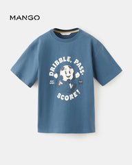 MANGO BLUE DRIBBLE PRINTED COTTON BLEND T-SHIRT 27094410