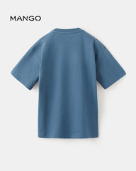 MANGO BLUE DRIBBLE PRINTED COTTON BLEND T-SHIRT 27094410