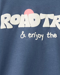 MANGO BLUE ENJOY THE VIEWS COTTON T-SHIRT