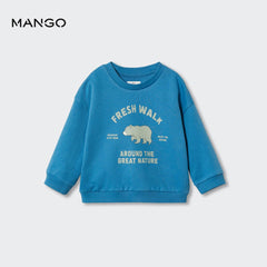 MANGO VIBRANT BLUE FRESH WALK PRINTED SWEATSHIRT