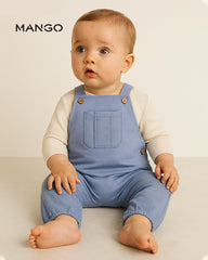 MANGO BLUE PLAIN COTTON DUNGAREE