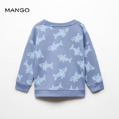 MANGO BLUE SHARK PRINTED SWEATSHIRT