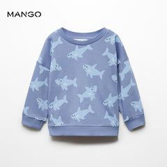 MANGO BLUE SHARK PRINTED SWEATSHIRT