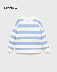 MANGO BLUE STRIPED COTTON BLEND SWEATSHIRT 17013291