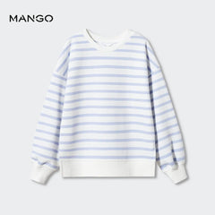 MANGO BLUE STRIPED COTTON BLEND SWEATSHIRT 2515