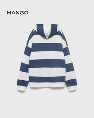 MANGO BLUE STRIPED HOODED SWEATSHIRT