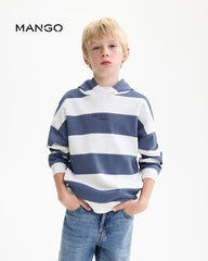 MANGO BLUE STRIPED HOODED SWEATSHIRT