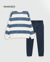 MANGO BLUE STRIPED KODAK SWEATSHIRT 2 PCS SET