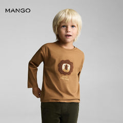 MANGO BROWN LION PRINTED T-SHIRT 77047931