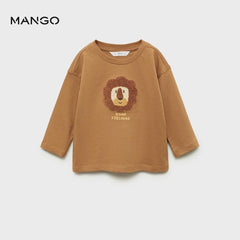 MANGO BROWN LION PRINTED T-SHIRT 77047931